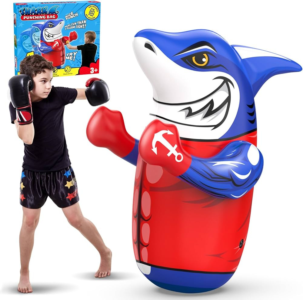 2025-Updated Shark Inflatable Punching Bag for Kids, 47'' Shark Toys for Kids, Uniquely-Designed ... | Amazon (US)