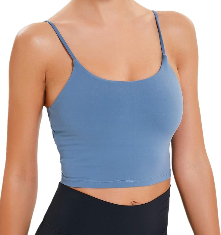 Women Padded Sports Bra Fitness Workout Running Shirts Yoga Tank Top | Amazon (US)