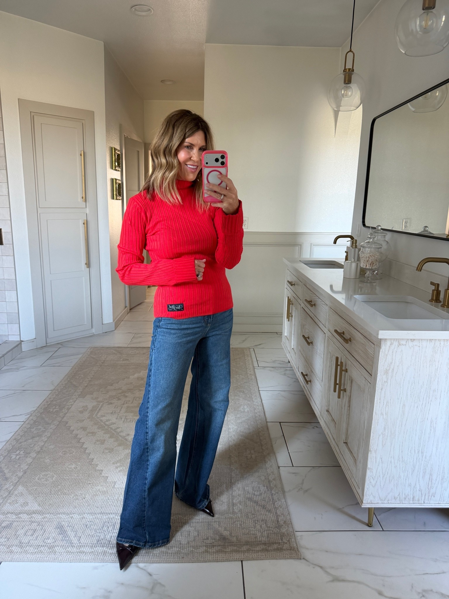 Size small red sweater 
Size 4 denim #walmartstyle

#LTKOver40