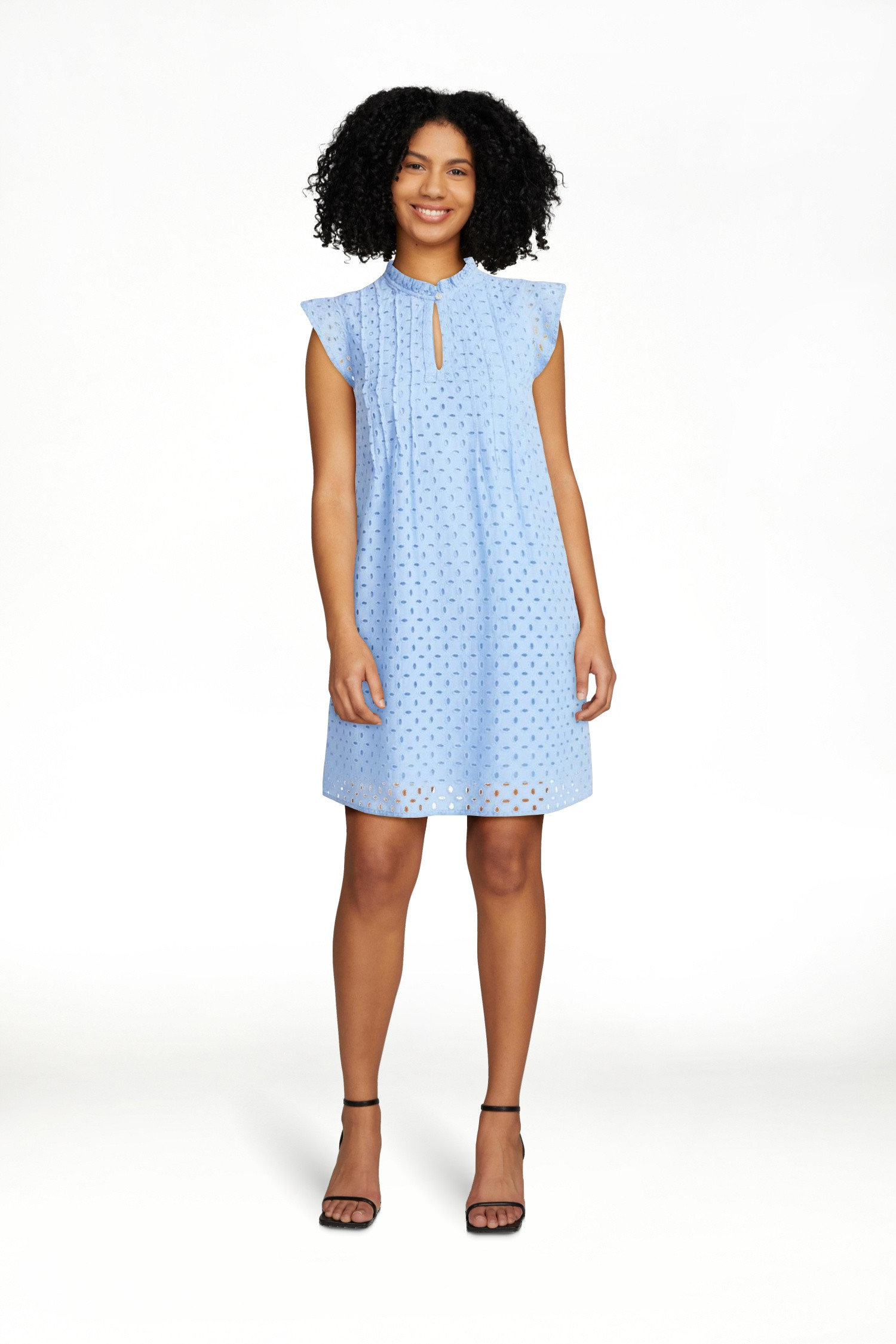 Time and Tru Women's Cotton Eyelet Mini Dress with Flutter Sleeves, Sizes XS-XXXL | Walmart (US)