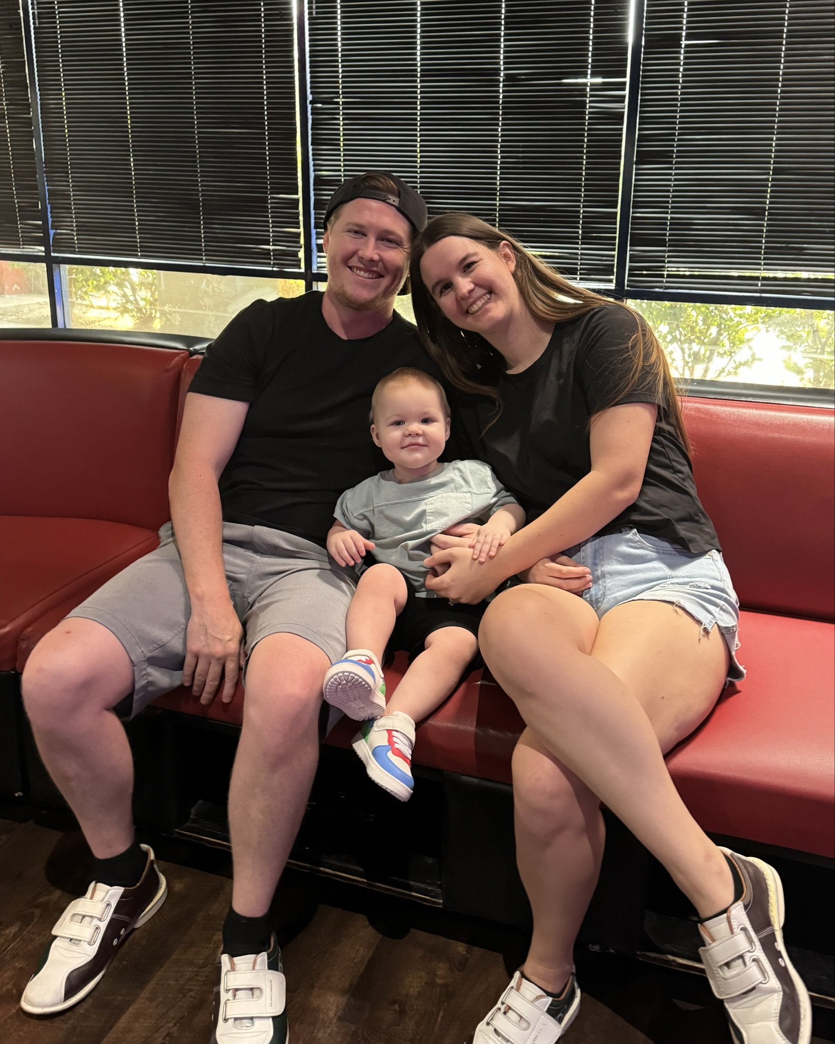 Family matching outfits to go bowling!

Baby Details: Target blue shirt, drawstring black shorts, and colorful shoes

Mom Details: Cuts black shirt (linked similar one from Vuori), and Amazon denim shorts

Dad Details: Vuori black shirt and Volcom hybrid grey shorts

#LTKBaby #LTKFamily #LTKMens