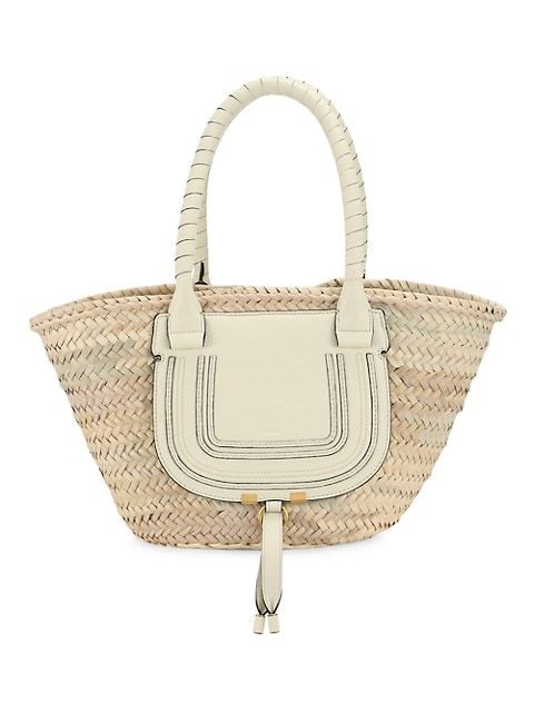 Marcie Leather-Trimmed Woven Tote | Saks Fifth Avenue