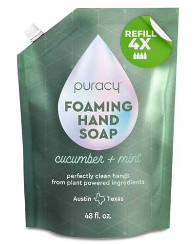 Puracy Foaming Hand Soap Refill - Plant-Powered Natural Hand Soap As Seen on TikTok, Non-Toxic, Sulfate-Free Liquid Soap, Moisturizing Foam Handwash Liquid (Cucumber & Mint, 48 fl oz) | Amazon (US)
