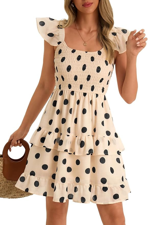 Women Summer Dresses Casual Boho Smocked Ruffle Sun Beach Babydoll Mini Dress Layered Flowy Swing... | Amazon (US)