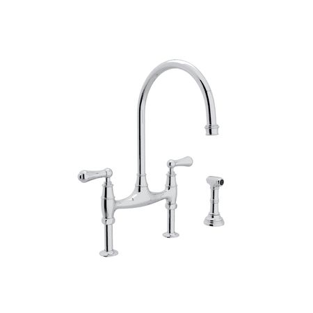 Rohl U.4719L-APC-2 Polished Chrome Perrin and Rowe Bridge Kitchen Faucet with Side Spray | Build.com, Inc.