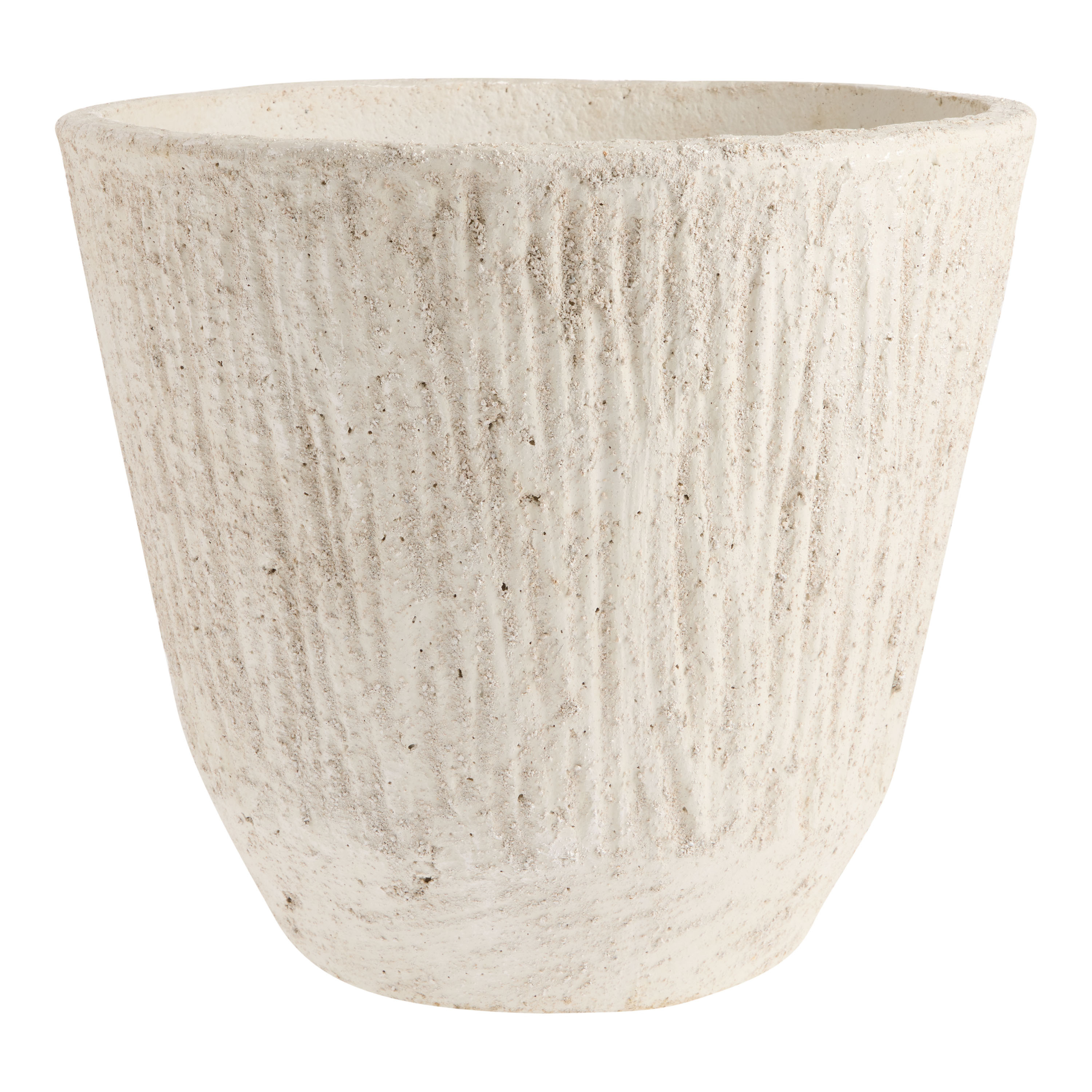 Shannon Ivory Paper Mache Ribbed Planter | World Market