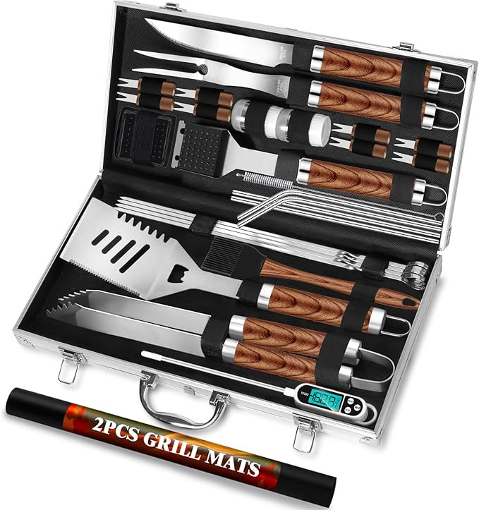 ROMANTICIST 30pcs BBQ Grill Tool Set for Men Dad, Heavy Duty Stainless Steel Grill Utensils Set, ... | Amazon (US)