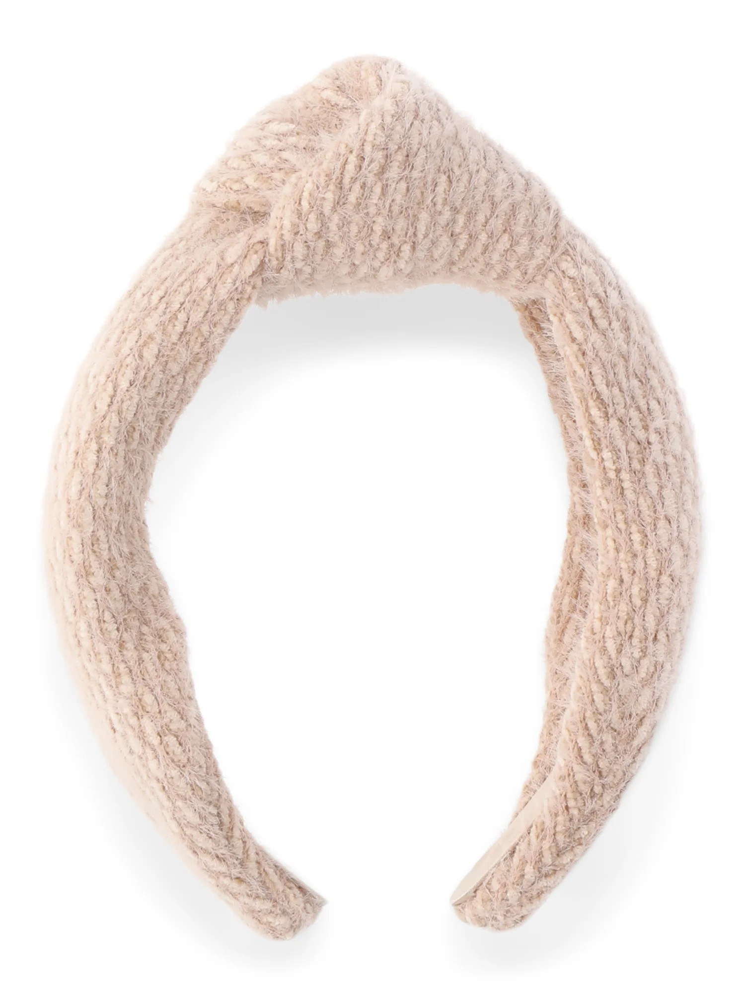 Time and Tru Women's Eyelash Knit Top Knot Hair Headband, Cream | Walmart (US)