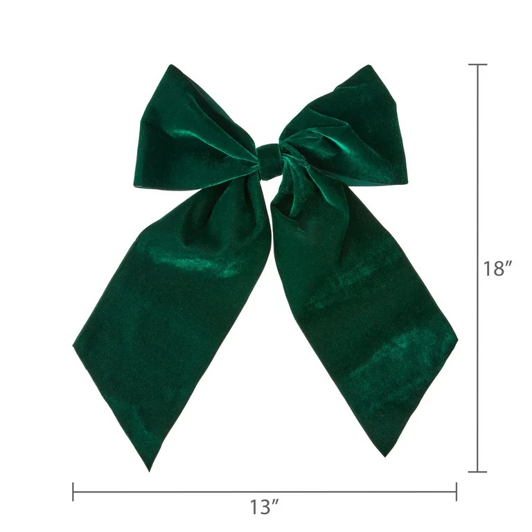 Green Velvet Christmas Tree Topper Bow, 20", by My Texas House - Walmart.com | Walmart (US)