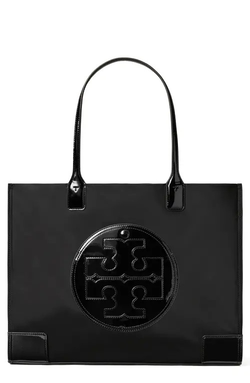 Tory Burch Small Ella Patent Tote Bag in Black at Nordstrom | Nordstrom