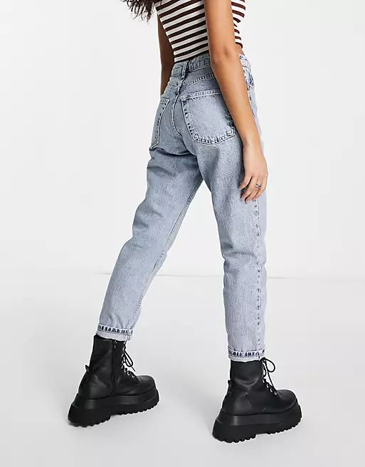 Topshop Petite organic cotton bleached Mom jeans | ASOS (Global)