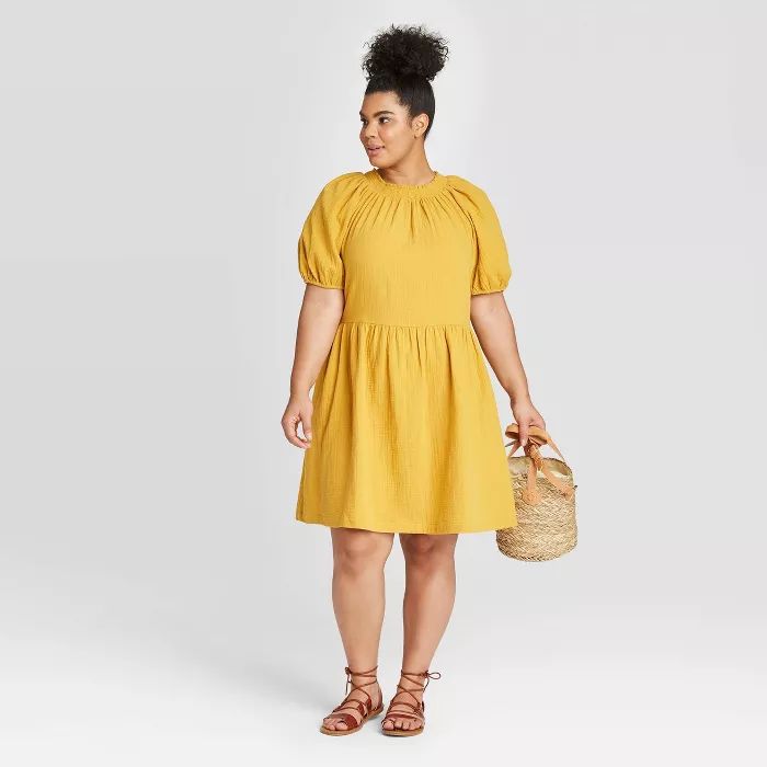 Women's Plus Size Short Sleeve Smocked Gauze Dress - Universal Thread™ | Target