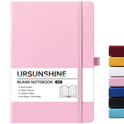 Blank Journal/Notebook - Classic Notebook/Journal with Ribbon Divider, Hardcover with Thick Paper, 5.3'' x 8.26'', Banded + Pen Holder +Inner Pocket - Pink | Amazon (US)