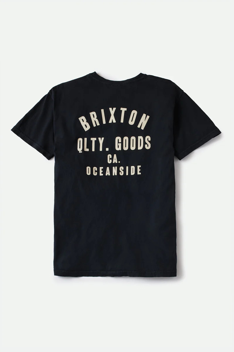 Brixton Men's Woodburn Oceanside S/S Standard Tee in color Black/Cream | Brixton