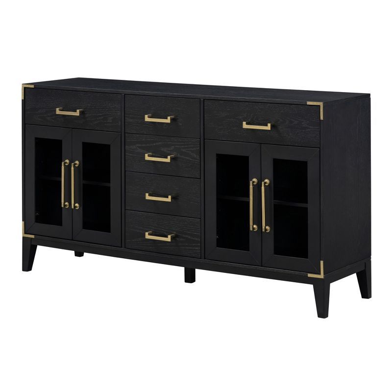 60" Retro Sideboard, Storage Cabinet with 6 Drawers, 2 Cabinets and Gold Handles 4M-ModernLuxe | Target