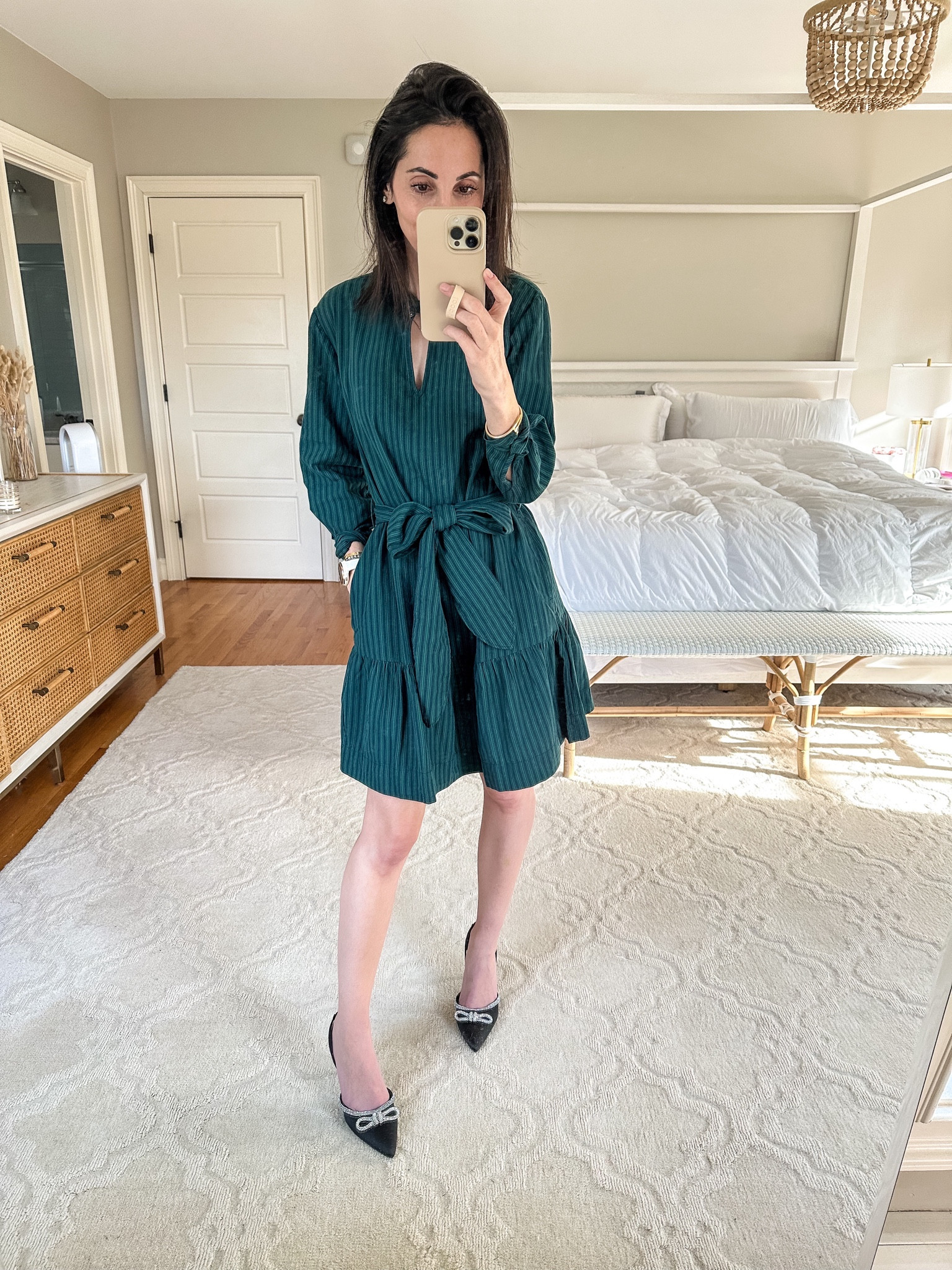 Belted dress xs
Bow heels true to size 
#walmartpartner 

#LTKSeasonal #LTKHoliday #LTKunder50