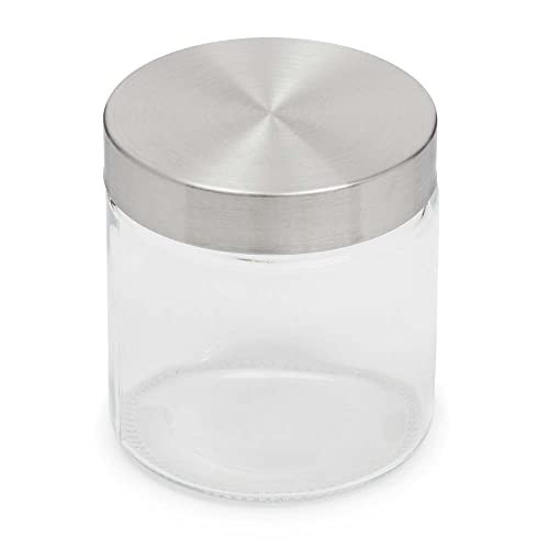 Home Basics Small 25 oz. Round Glass Canister Jar Container Fresh Sealed with Air-Tight Stainless-St | Amazon (US)
