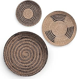 HyakuOku Basket Wall Decor, Seagrass Wall Baskets Set of 3, Wall Basket Decor, Large Wicker Baske... | Amazon (US)