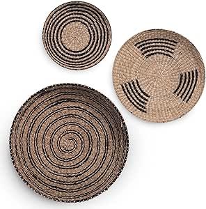 HyakuOku Basket Wall Decor, Seagrass Wall Baskets Set of 3, Wall Basket Decor, Large Wicker Baske... | Amazon (US)