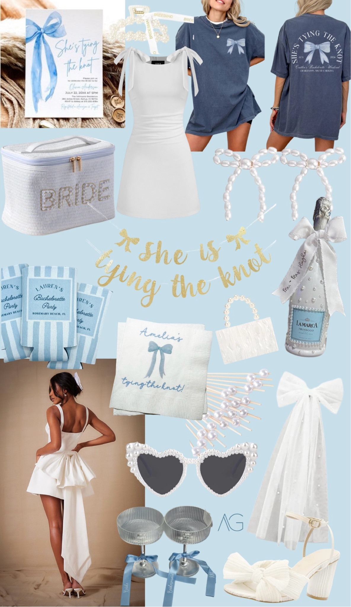 She is tying the knot bachelorette party or bridal shower theme idea! All the decor, outfits and accessories you need for the girly bride who loves something blue! #wedding #bride #bacheloretteparty #bachelorettetheme #bridalshower #somethingblue

#LTKParties #LTKWedding