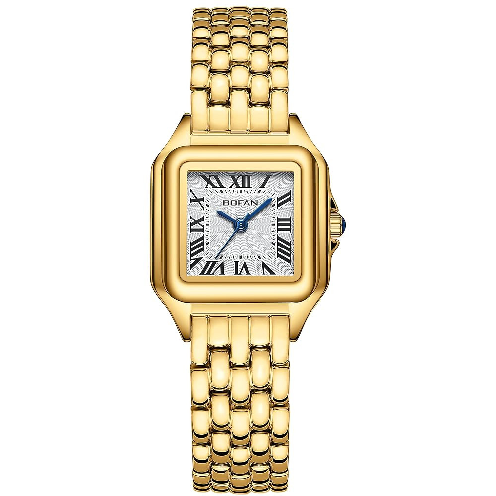 BOFAN Small Gold Watches for Women Easy Reader Ladies Quartz Wrist Watch with Stainless Steel Ban... | Amazon (US)