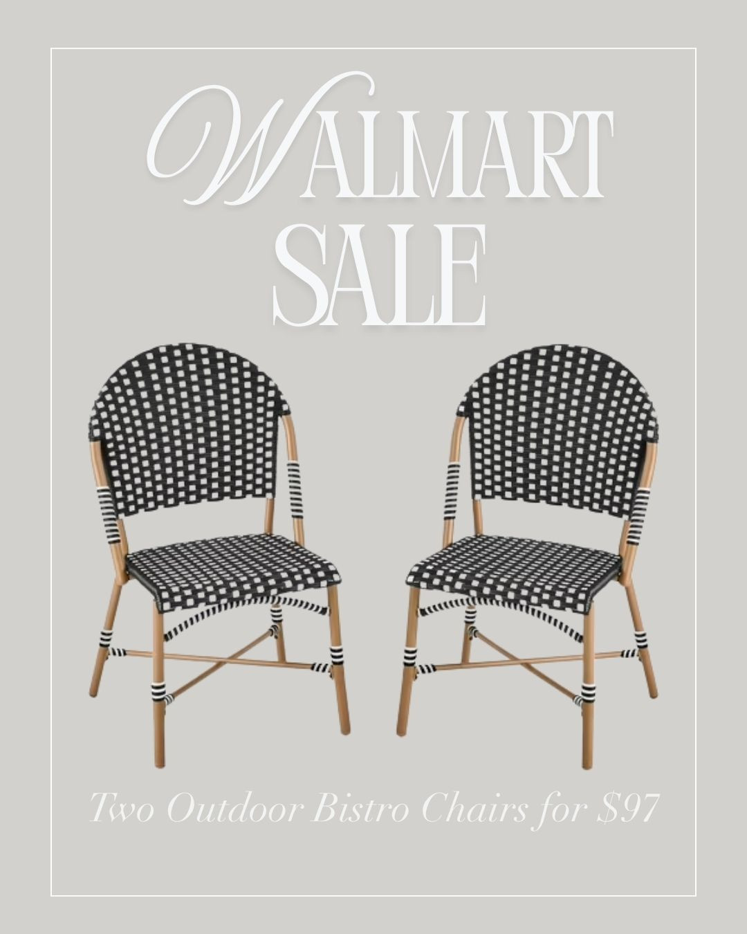 Can't beat $97 for two bistro chairs! 


Outdoor Parisian Bistro Chairs 

 #LTKSeasonal #LTKSaleAlert