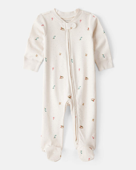 Baby Mini Christmas 100% Cotton Sleep & Play Pajamas - Cream | Carter's Inc