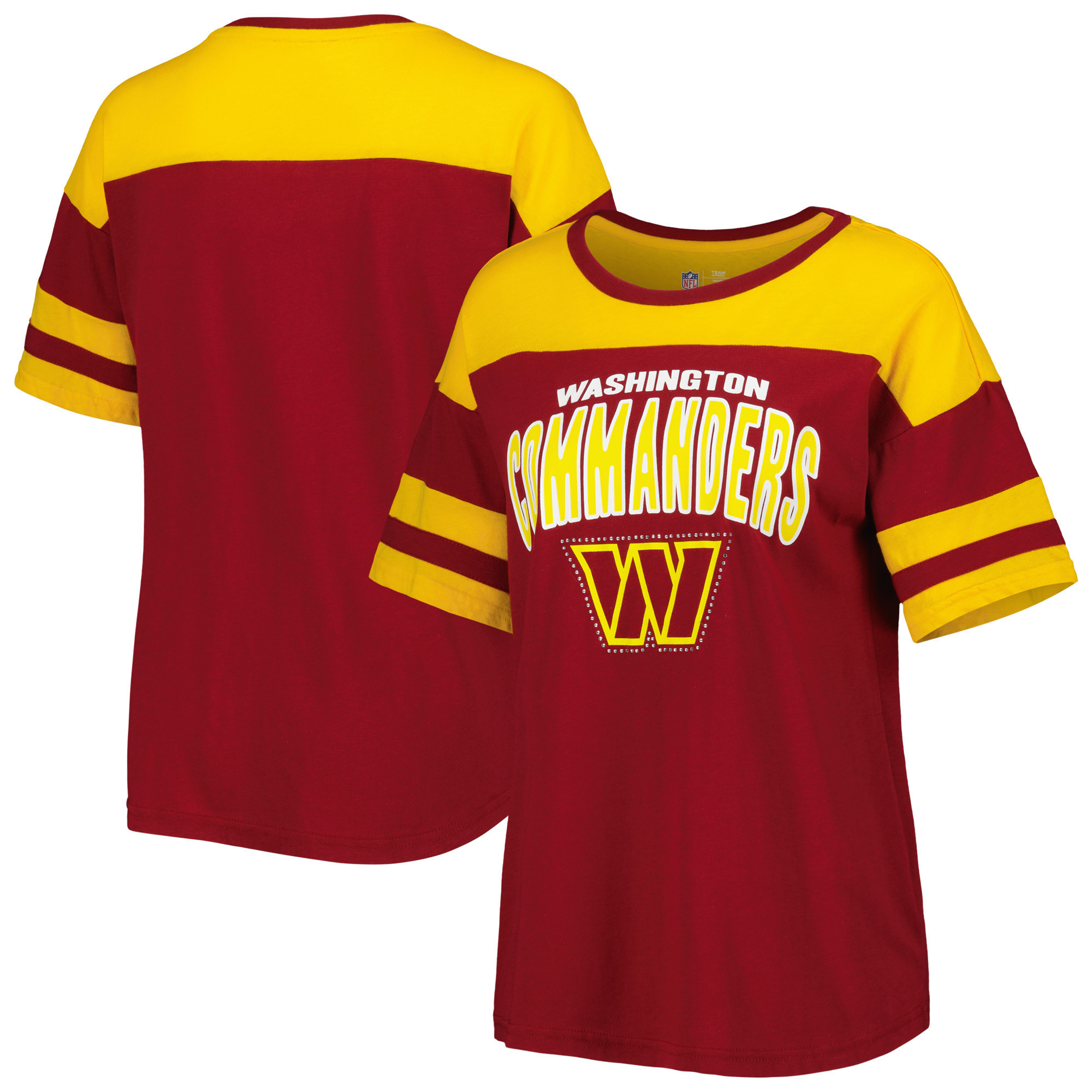 Women's G-III 4Her by Carl Banks Burgundy/Gold Washington Commanders Play the Ball T-Shirt | Fanatics