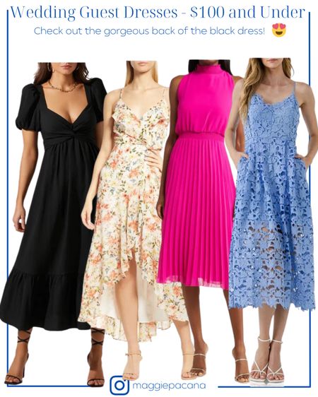 Wedding guest dresses $100 and under! Make sure to check out the gorgeous back of the black dress! These dresses would also be perfect for graduations, bridal showers, or to take on vacation  

Wedding guest dress, bridal shower dress, graduation dress, spring dress, Easter dress, vacation outfits 

#LTKstyletip #LTKwedding #LTKunder100