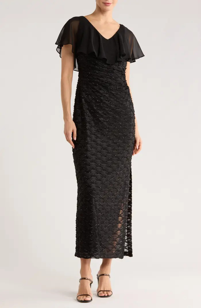 Connected Apparel Beaded Ruffle Neck Gown | Nordstromrack | Nordstrom Rack