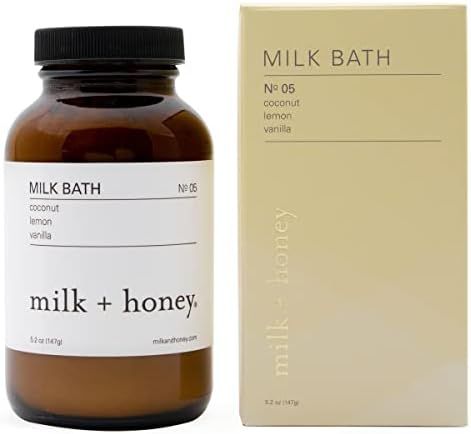 milk + honey Milk Bath No. 05, with Coconut Oil, Vanilla, and Lemon and Peel Oil, Moisturizing, L... | Amazon (US)