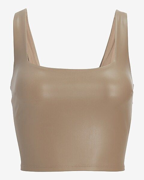 Body Contour Faux Leather Square Neck Cropped Tank | Express
