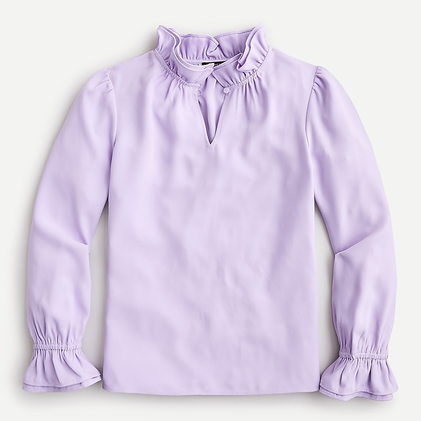 Ruffleneck top in 365 crepe | J. Crew US