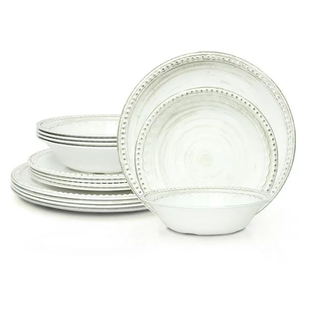 Zak Designs 12 Pieces Dinnerware Set Melamine Plastic Plates and Bowls, Service for 4, Durable an... | Walmart (US)