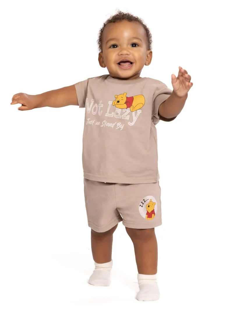 Winnie the Pooh Baby Boys' Short Sleeve Graphic Tee and Shorts Set, 2-Piece, Sizes 0/3M-24M | Walmart (US)