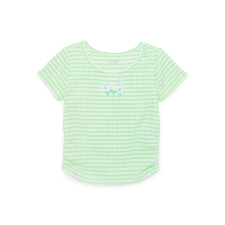 Garanimals Toddler Girl Embroidered Short Sleeve Ruched Side T-Shirt, Sizes 18M-5T | Walmart (US)