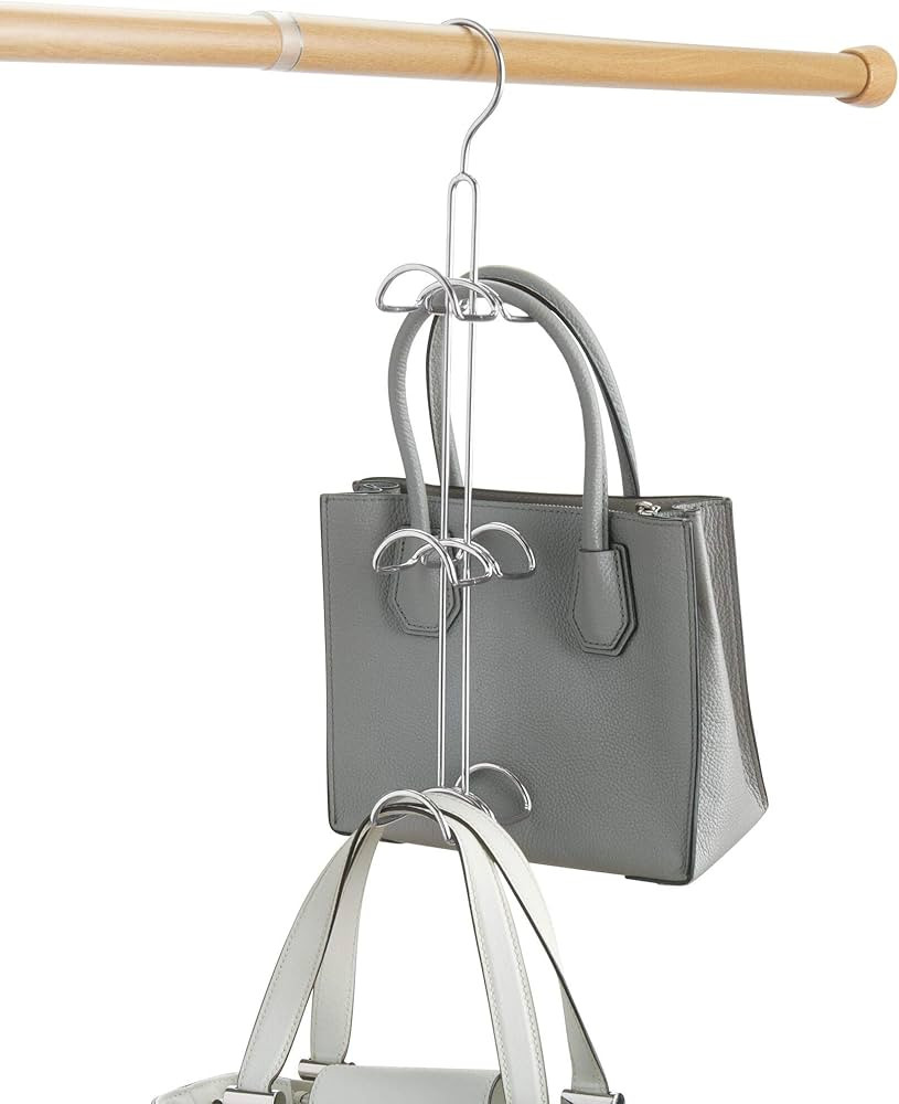 iDesign Handtaschenhalter für Garderobe und Kleiderschrank, großer Bügel mit 6 Haken aus Metal... | Amazon (DE)