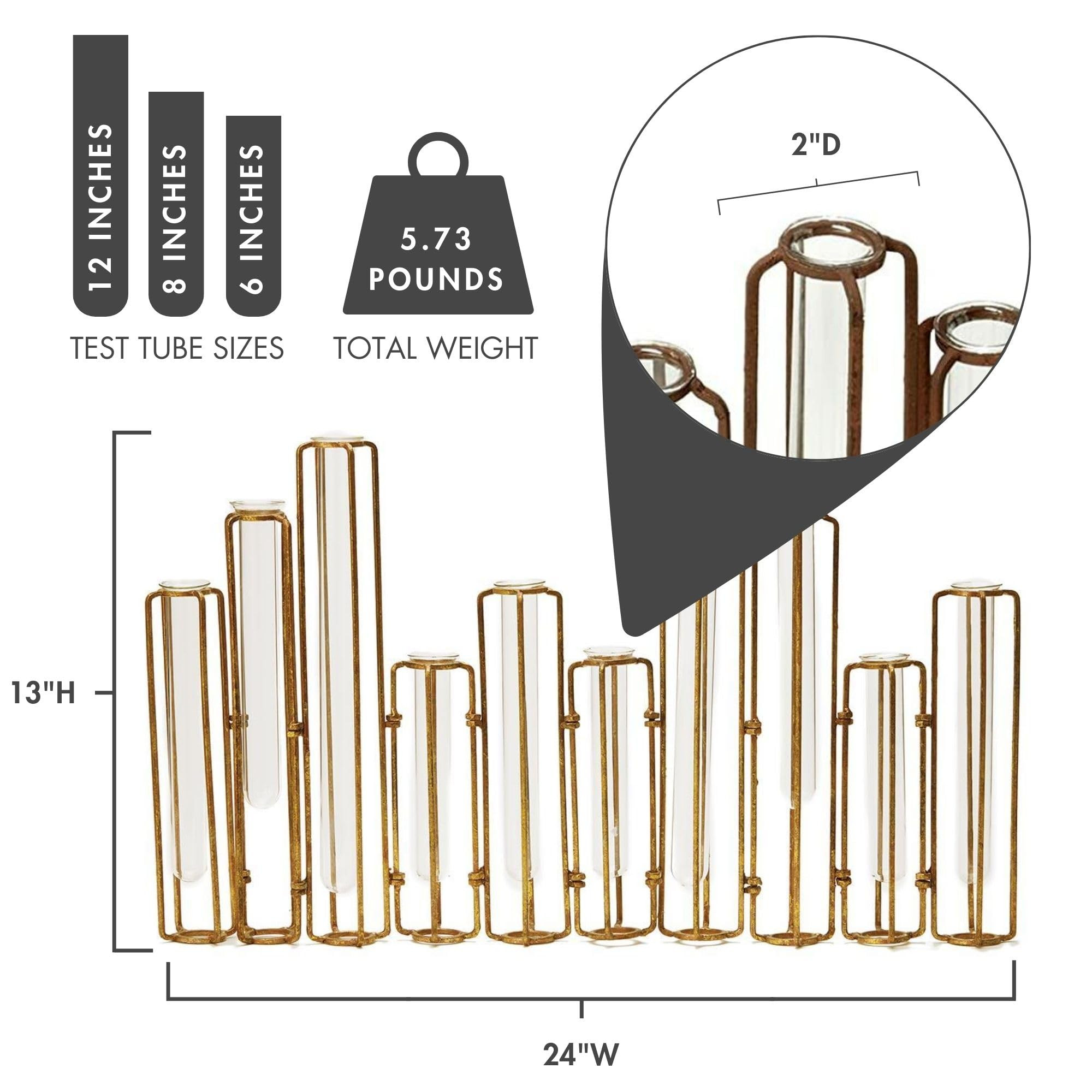 Two's Company Hinged Flower Vases - Decorative Metal and Glass Vases, Gold Leaf Design, Modern Ho... | Amazon (US)