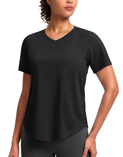 Amazon.com: Womens Workout Shirts V-Neck Short Sleeve UPF 50+ Sun Shirt Moisture Wicking Dry Fit ... | Amazon (US)