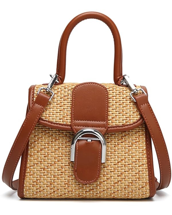 boshiho Retro Straw Woven Handbag Womens Small Cross Body Bag Shoulder Messenger Satchel | Amazon (US)