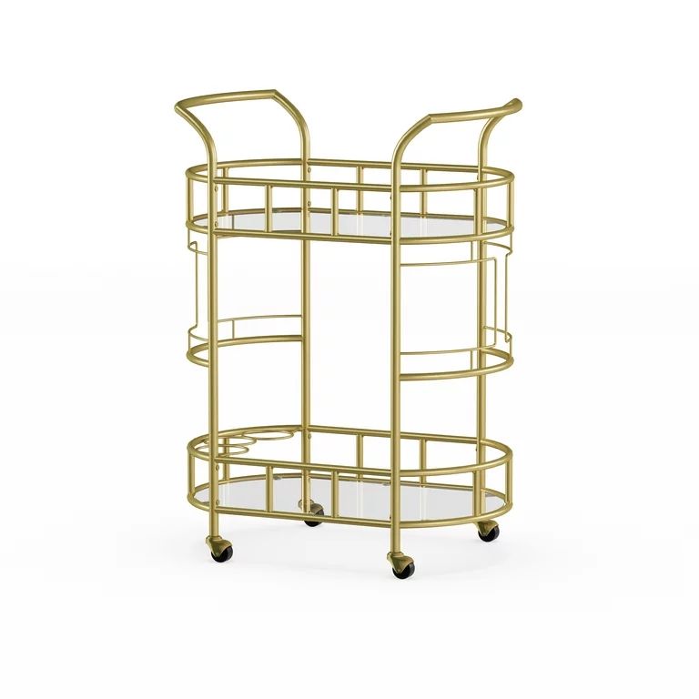 Better Homes & Gardens Gold Metal and Glass Fitzgerald Serving Bar Cart | Walmart (US)