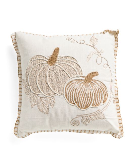 18x18 Pumpkin Pillow With Embroidery | TJ Maxx