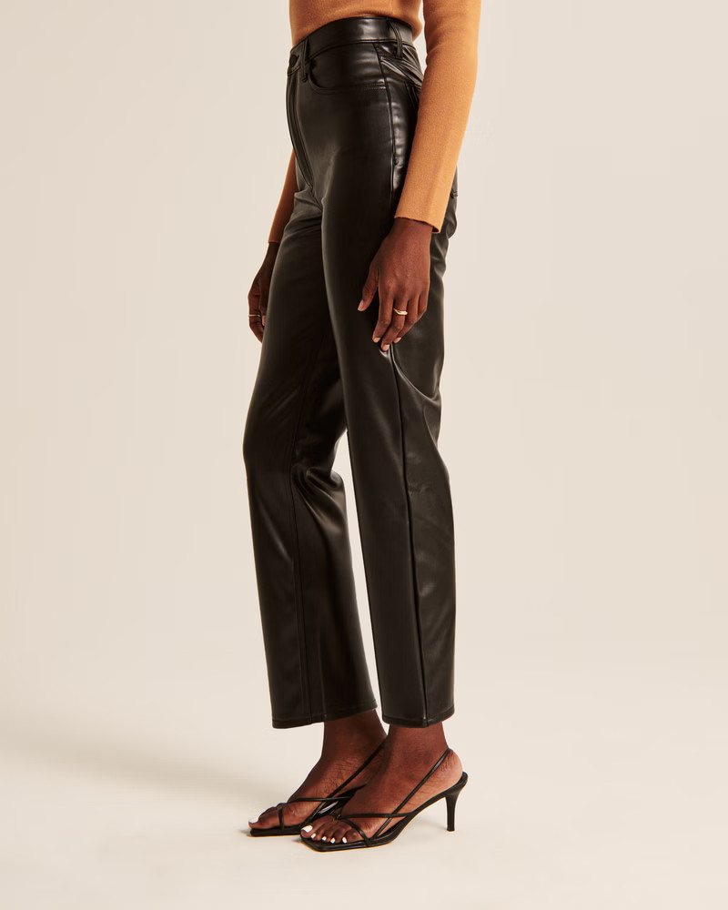 Women's Vegan Leather Ankle Straight Pant | Women's Bottoms | Abercrombie.com | Abercrombie & Fitch (US)