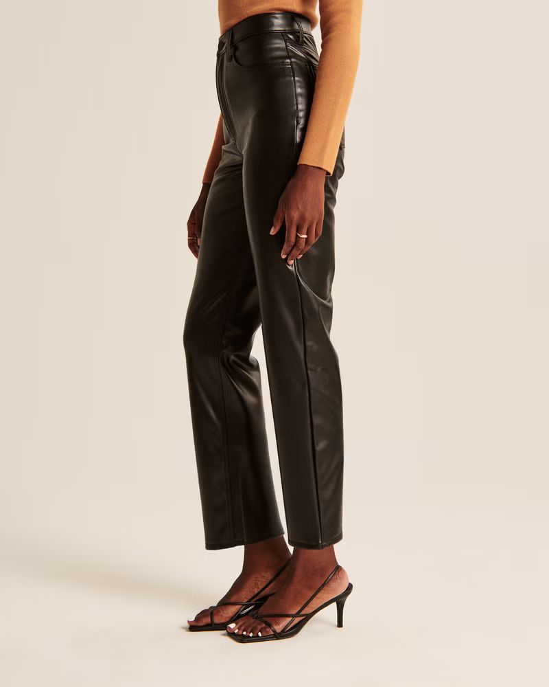 Women's Vegan Leather Ankle Straight Pants | Women's Bottoms | Abercrombie.com | Abercrombie & Fitch (US)