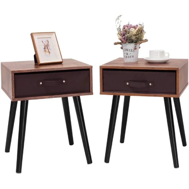 Nightstand Set Of 2, End Table With 1 Storage Drawer, Bedside Table With Wooden Legs, Side Table | Wayfair North America