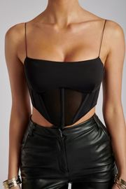 Jada Mesh Corset Bustier - Black | MESHKI US