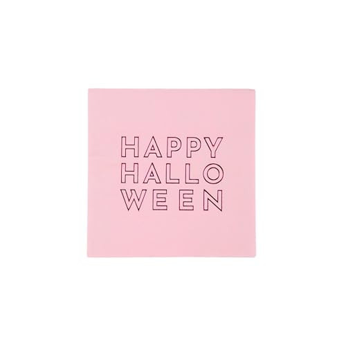 Happy Halloween Pink Cocktail Napkins by Bonjour Fête | Spooky Cute Pink & Hot Pink Foil Accents - Premium 3-Ply Paper Napkins - Perfect for Halloween Parties | 5" Folded (20 Pack) | Amazon (US)