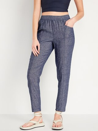 High-Waisted Cropped Linen-Blend Pants for Women | Old Navy (US)