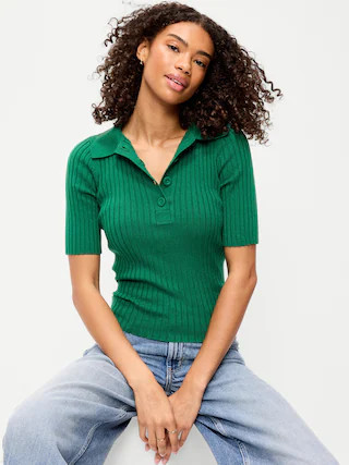 Short-Sleeve Ribbed Polo | Old Navy (US)