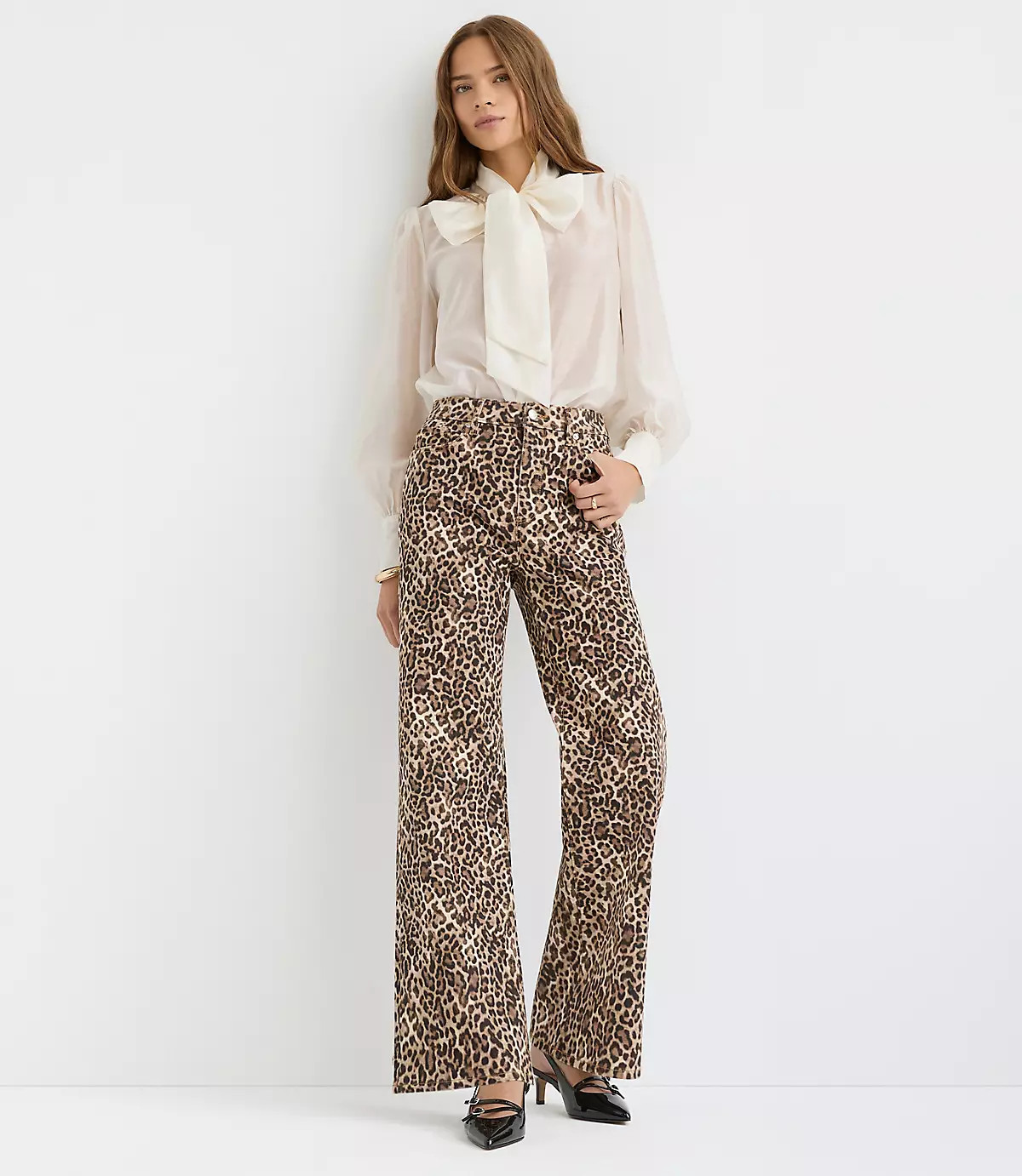 High Rise Wide Leg Jeans in Leopard Print | LOFT